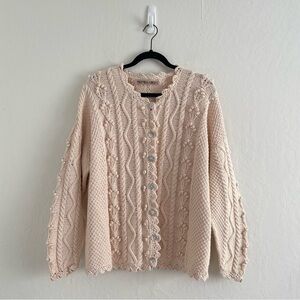 90s Natural Concept Cram Textured Fishmeran Sweater Cardigan Chunky Size Large